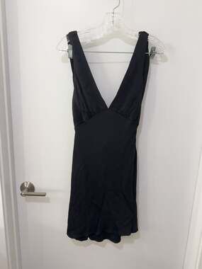 Meshki Plunging Backless Satin Mini Dress